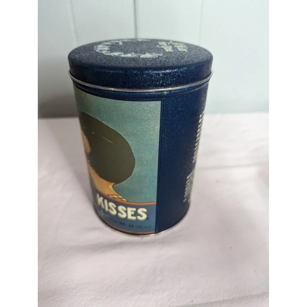 Vintage design Hershey Kisses chocolates 1980's EMPTY canister tin‎